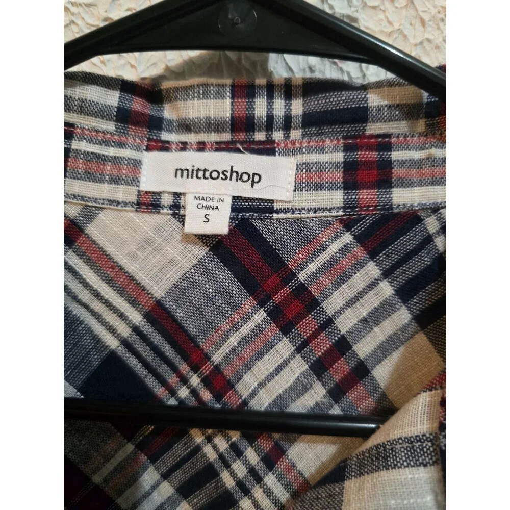 Vintage Mittoshop Plaid Fringe-Trimmed Lightweight Shirt Jacket western size - S